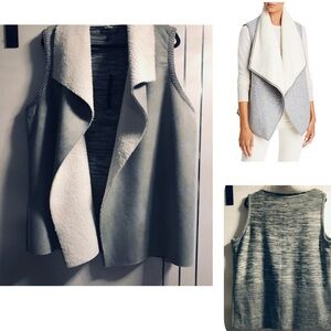 Plus size 3X  Soft Grey Faux Shearling Suede Front, Knit Sweater back Vest